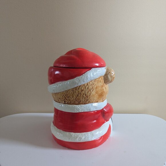CHRISTMAS SANTA TEDDY BEAR VINTAGE COOKIE JAR - Picture 4 of 5